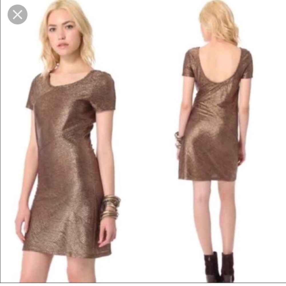 Free People Bronze metallic mini dress XS - Picture 1 of 6